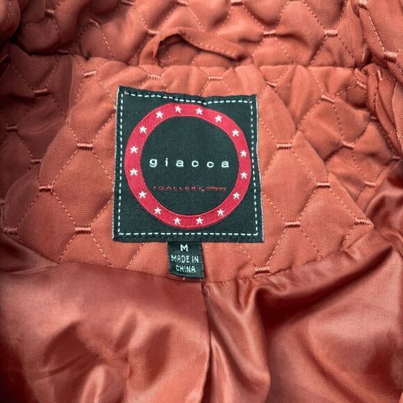 Giacca Gallery Company Jacket Quilt Burnt Orange Medium Winter Coat Pockets EUC - Picture 5 of 7